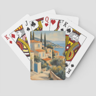 Vintage Style Côte d'Azur Französische Reise Aquar Spielkarten