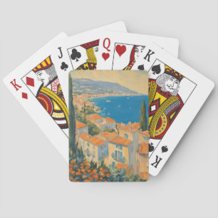 Vintage Style Côte d'Azur Französische Reise Aquar Spielkarten