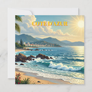 Vintage Style Côte d'Azur Französische Reise  Feiertagskarte