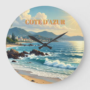 Vintage Style Côte d'Azur Französische Reise Große Wanduhr