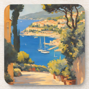 Vintage Style Côte d'Azur Französische Reise Maler Getränkeuntersetzer