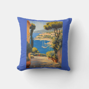 Vintage Style Côte d'Azur Französische Reise Maler Kissen