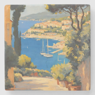 Vintage Style Côte d'Azur Französische Reise Maler Steinuntersetzer