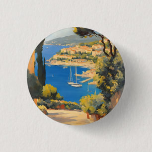 Vintage Style Côte d'Azur Französische Reisemalere Button