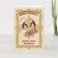 Vintage Style Crawfish Fleur de Lis Birthday