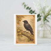 Vintage-Style Crow Illustration Postkarte (Stehend Vorderseite)