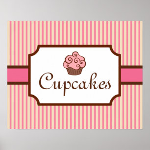 Vintage-Style-Cupcake-Bäckerei-Kunstprint Poster