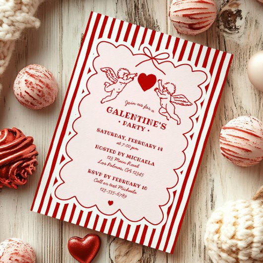 Vintage Style Cupid Doodles Galentine's Day Party Einladung