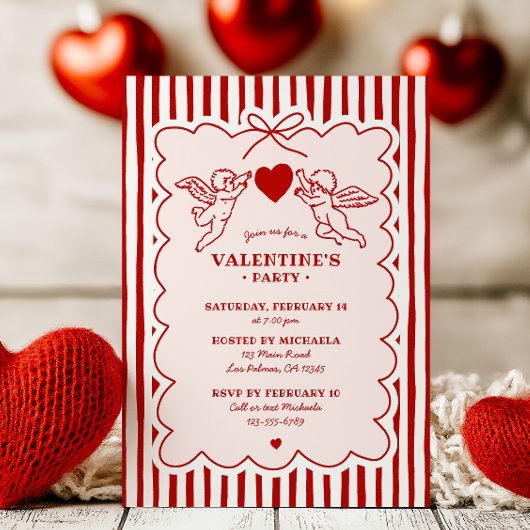 Vintage Style Cupid Doodles Valentine's Day Party Einladung