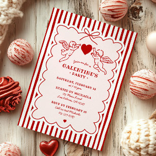 Vintage Style Cupid Kritzeleien Galentine's Day Pa Einladung