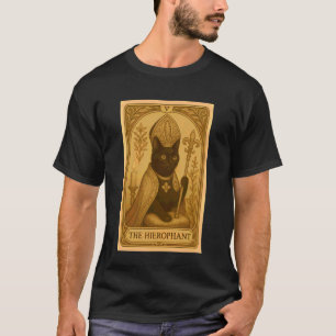 Vintage Style Der Hierophant Schwarzkatze Tarotkar T-Shirt