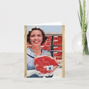 Vintage-Style "Ein Steak präsentieren" Notizkarte Feiertagskarte