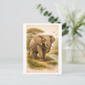 Vintage-Style Elephant Illustration Postkarte (Stehend Vorderseite)