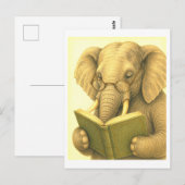Vintage-Style Elephant Reading Postkarte (Vorne/Hinten)