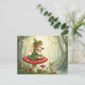 Vintage Style Fairy Tale Flautist Postkarte (Stehend Vorderseite)