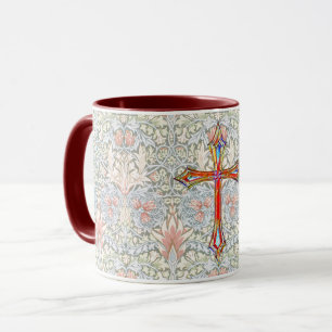 Vintage Style Faith Cross Farbenreiche Tasse Rot