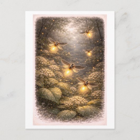 Vintage-Style Firefly Illustration Postkarte (Vorderseite)