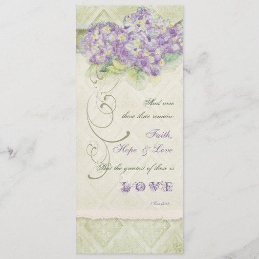 Vintage Style Flieder Hortensie - Hochzeitsprogram Programm (Vorderseite)