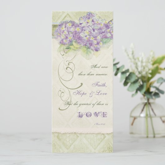 Vintage Style Flieder Hortensie - Hochzeitsprogram Programm (Stehend Vorderseite)
