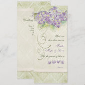 Vintage Style Flieder Hortensie - Hochzeitsprogram Programm (Vorne/Hinten)