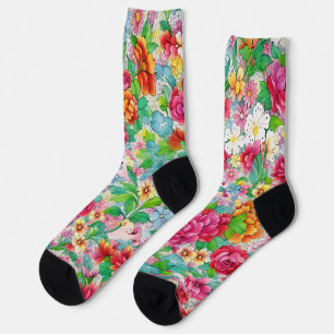 Vintage Style Florale Bunte Blumen Socken