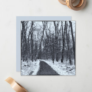 Vintage Style Foto Wanderweg im Winter Mitteilungskarte