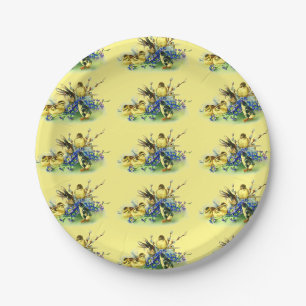 Vintage Style Gelber Osterhase Kaninchen Pappteller