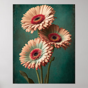 Vintage Style Gerber-Margerite Florale Kunst Poster