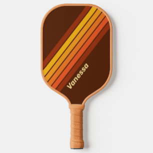 Vintage Style Gestreift mit Namen Pickleball Schläger