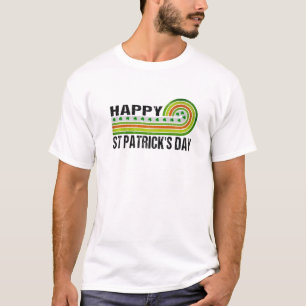 Vintage Style Glücklicher Regenbogen Shamrocks Grü T-Shirt
