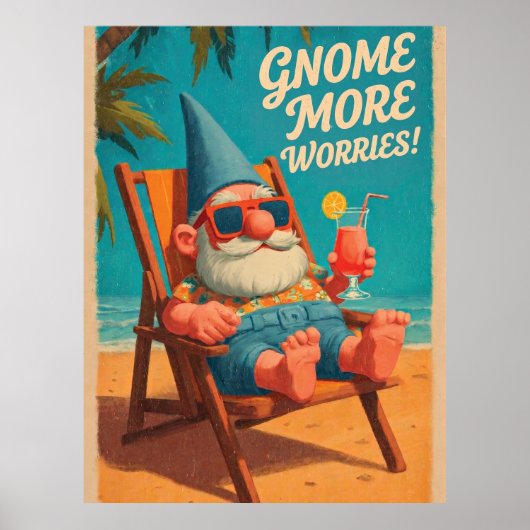 Vintage Style Gnom Strand Urlaub Design Poster (Vorne)