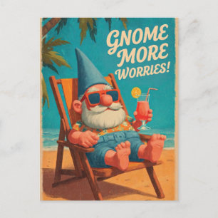 Vintage Style Gnom Strand Urlaub Design Postkarte