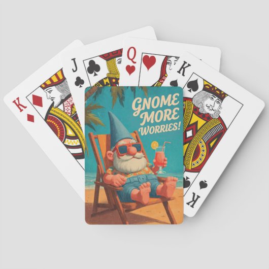 Vintage Style Gnom Strand Urlaub Design Spielkarten (Rückseite)