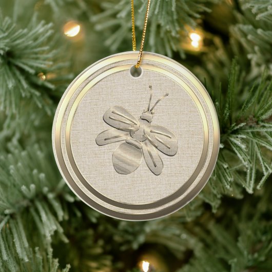 Vintage Style Gold Christmas Bee Ceramic Ornament (Baum)