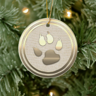 Vintage Style Gold Hund Pfote Keramik Ornament