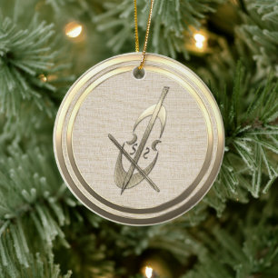 Vintage Style Gold Musik Cello Keramik-Ornament Keramik Ornament