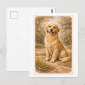 Vintage-Style Golden Retriever Postkarte (Vorne/Hinten)