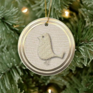 Vintage Style Goldener Vogel Keramikschmuck Keramik Ornament