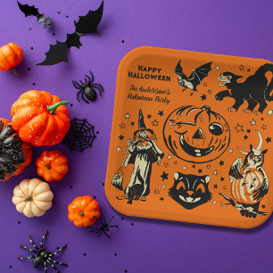 Vintage Style Halloween-Grafiken personalisiert Pappteller