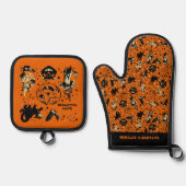 Vintage Style Halloween Graphics Personalized Ofenhandschuh & Topflappen-Set (Vorderseite)