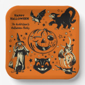 Vintage Style Halloween Graphics Personalized Pappteller (Vorderseite)