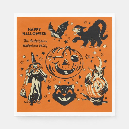 Vintage Style Halloween Graphics Personalized Serviette (Vorderseite)