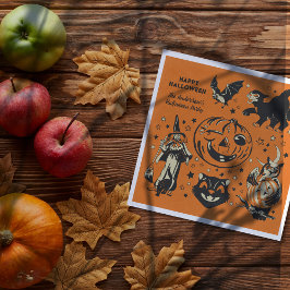 Vintage Style Halloween Graphics Personalized Serviette