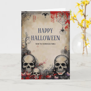 Vintage-Style-Halloween-Totenkopf-Gotische-Grußkar Karte