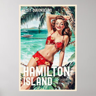 Vintage Style Hamilton Island Reiseplakat Poster