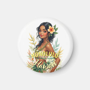 Vintage Style Hawaii Reise Honolulu Hula Mädchen Magnet