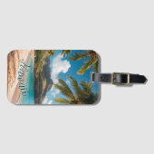 Vintage Style Hawaiian Blue Sea Palms Sky Travel Gepäckanhänger (Vorderseite (Horizontal))