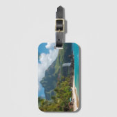 Vintage Style Hawaiian Blue Sea Palms Sky Travel Gepäckanhänger (Vorderseite Vertikal)