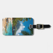 Vintage Style Hawaiian Blue Sea Palms Sky Travel Gepäckanhänger (Vorderseite horizontal)