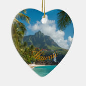 Vintage Style Hawaiian Blue Sea Palms Sky Travel Keramik Ornament (Rechts)